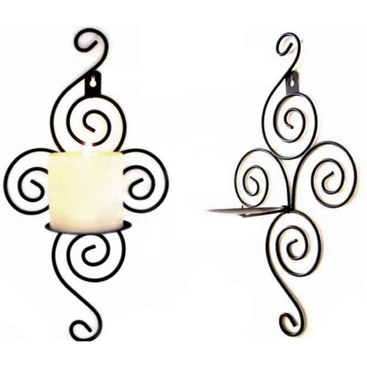 Wall Candle Sconces Elegant Swirling Iron Hanging Wall Mounted Decorative 