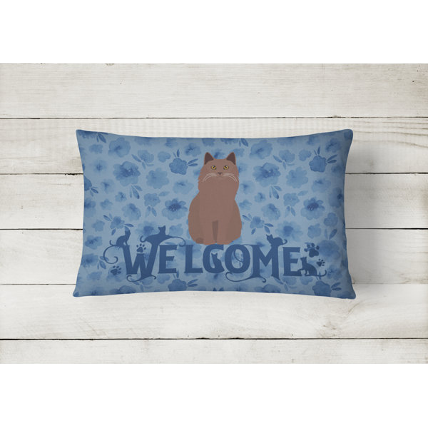 Gracie Oaks Dunluce York Chocolate Cat Welcome Outdoor Rectangular Cushion With Filling Wayfair