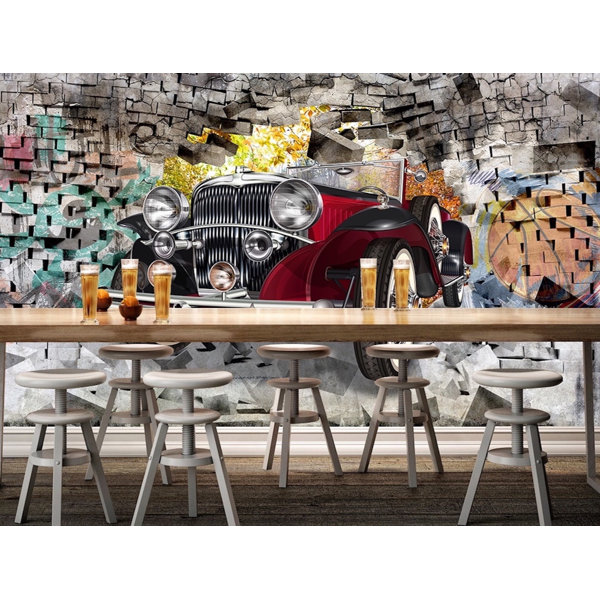 Gk Wall Design 3d Vintage Classic Car Graffiti Brick Textile Wallpaper Wayfair