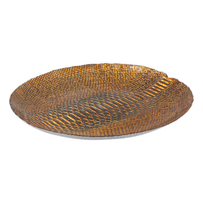 Glass Decorative Plate in Gold/Brown