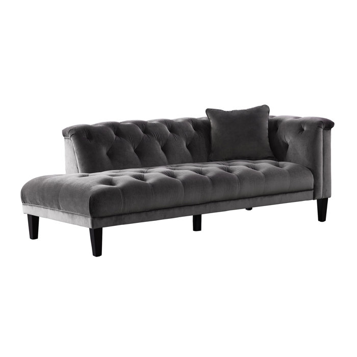 Acanva Vintage Tufted Velvet Living Room Sofa Chaise Dark Grey Acanva Vintage Tufted Velvet Living Room Sofa Chaise Dark Grey