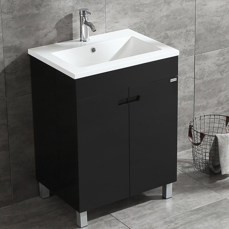 Wonline 24 Black Single Wood Bathroom Vanity Cabinet Wayfair