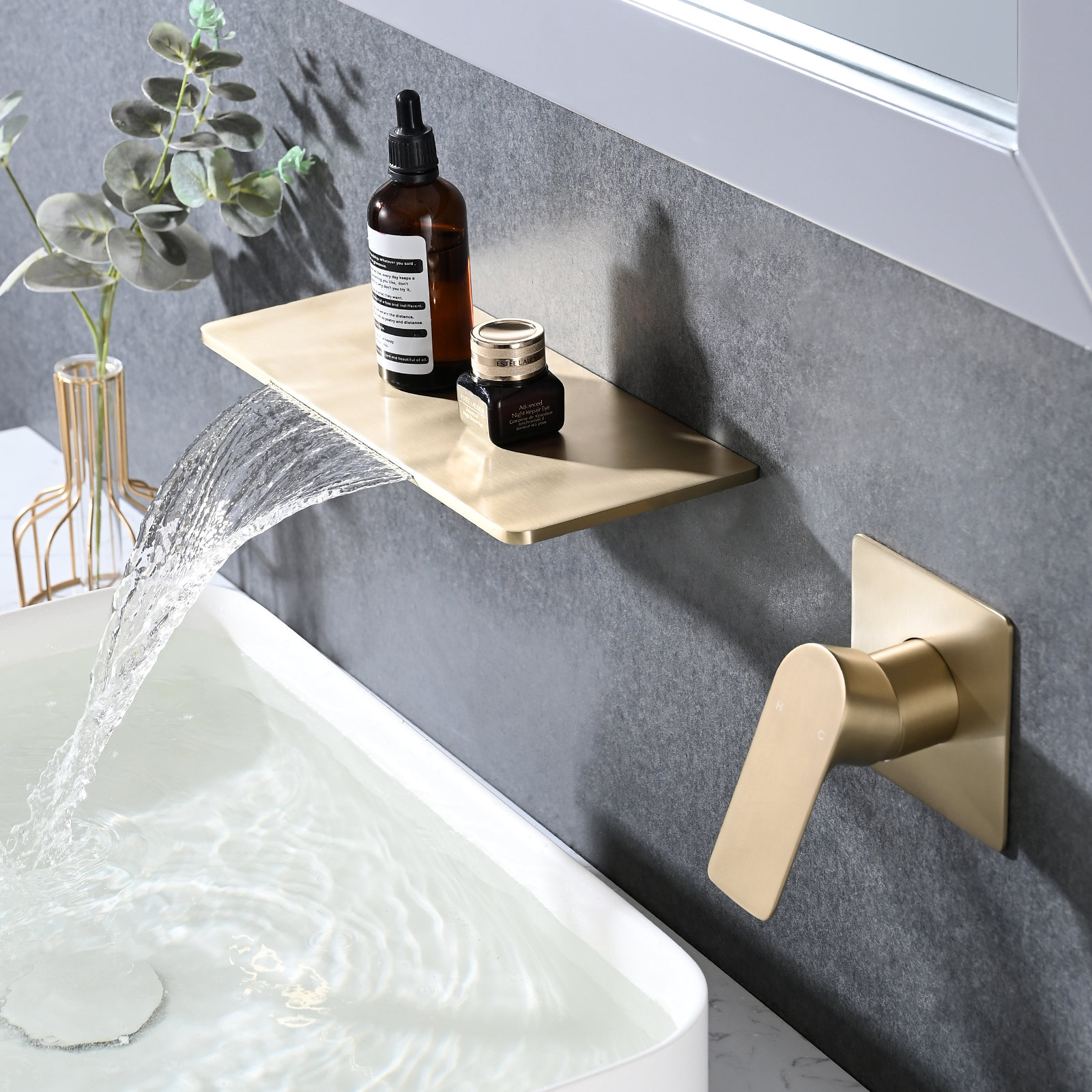 CERYPSA Brushed Gold Bathroom Waterfall Single Handle Sink Faucet Wayfair