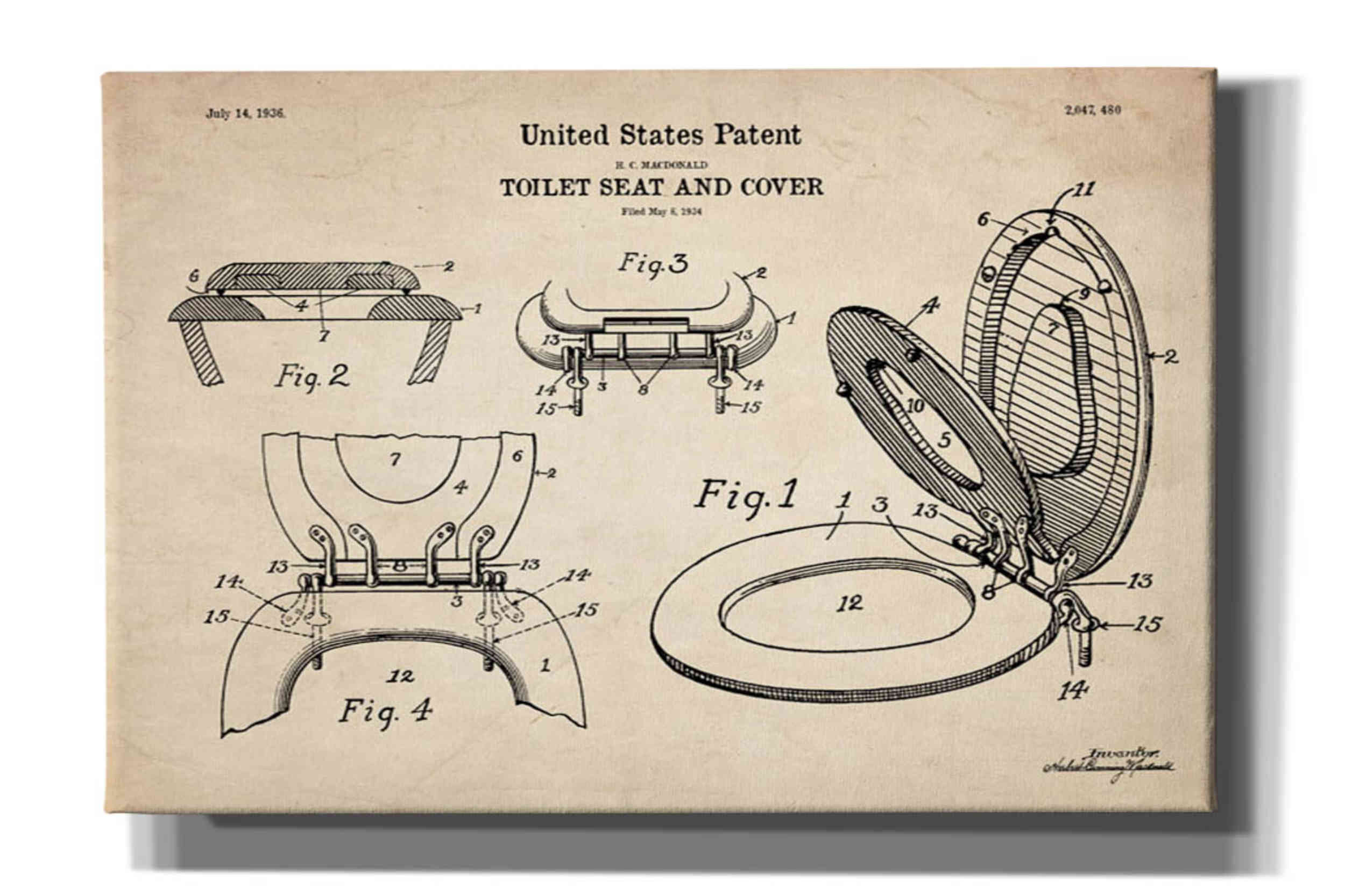 Sanitary Toilet-bowl Patent Print Blueprint 