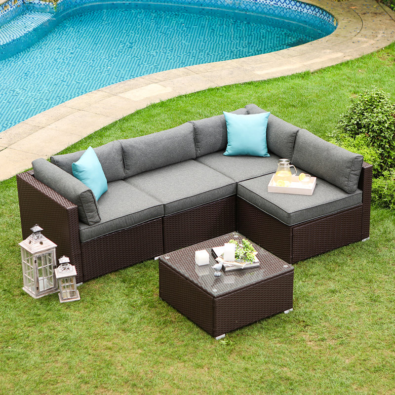 Wrought Studio Bavorov 5 Piece Outdoor Furniture Chocolate Brown