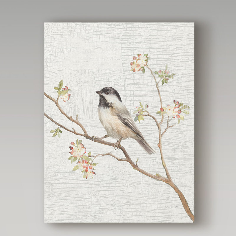 Gracie Oaks Black Capped Chickadee Vintage Acrylic Painting