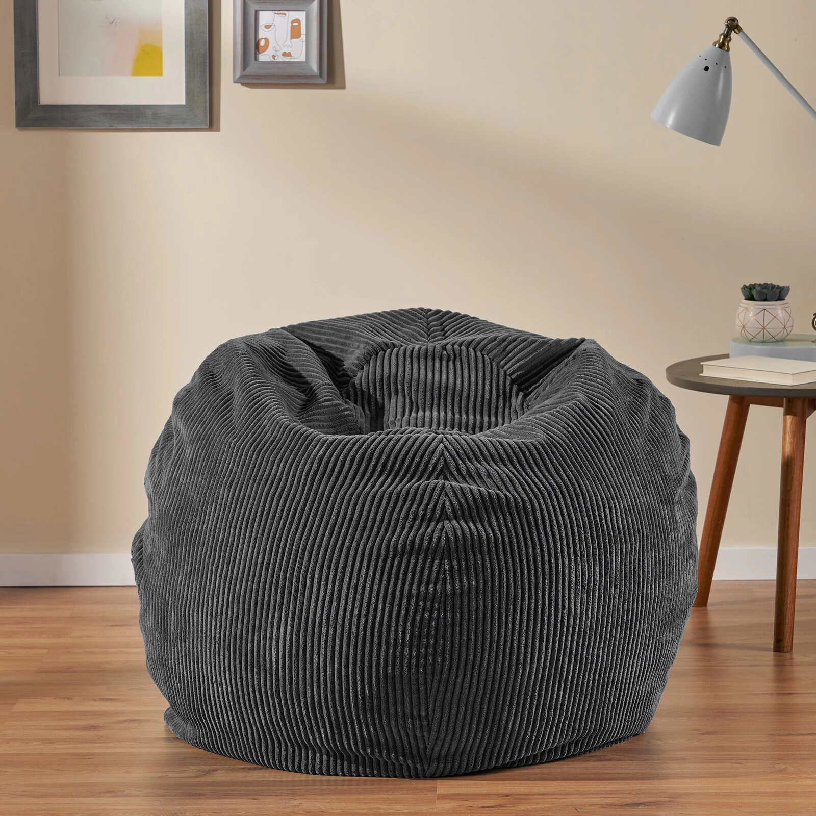 Gray GOUCHEE Design Chillybean Collection Contemporary Polyester Upholstered Plush Bean Bag Chair X-Large