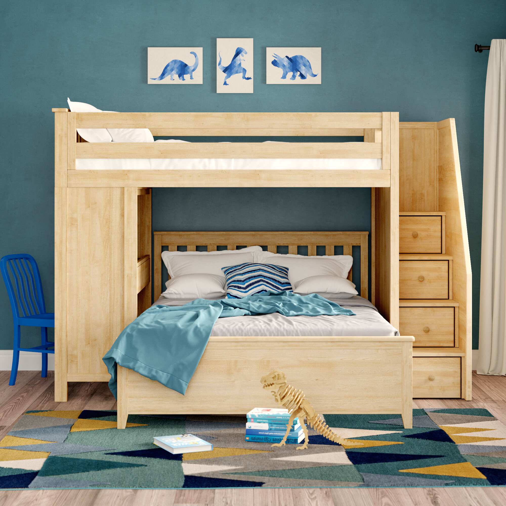 Zoomie Kids Alvarez Twin Over Full L Shape Bunk Bed With Drawers