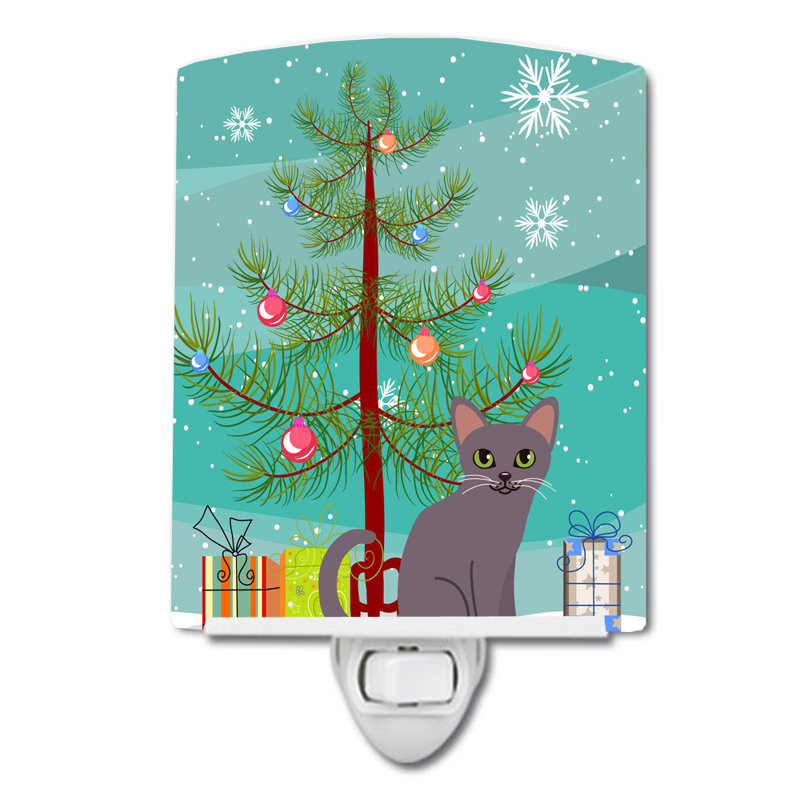 Caroline S Treasures Korat Cat Merry Christmas Tree Ceramic Night