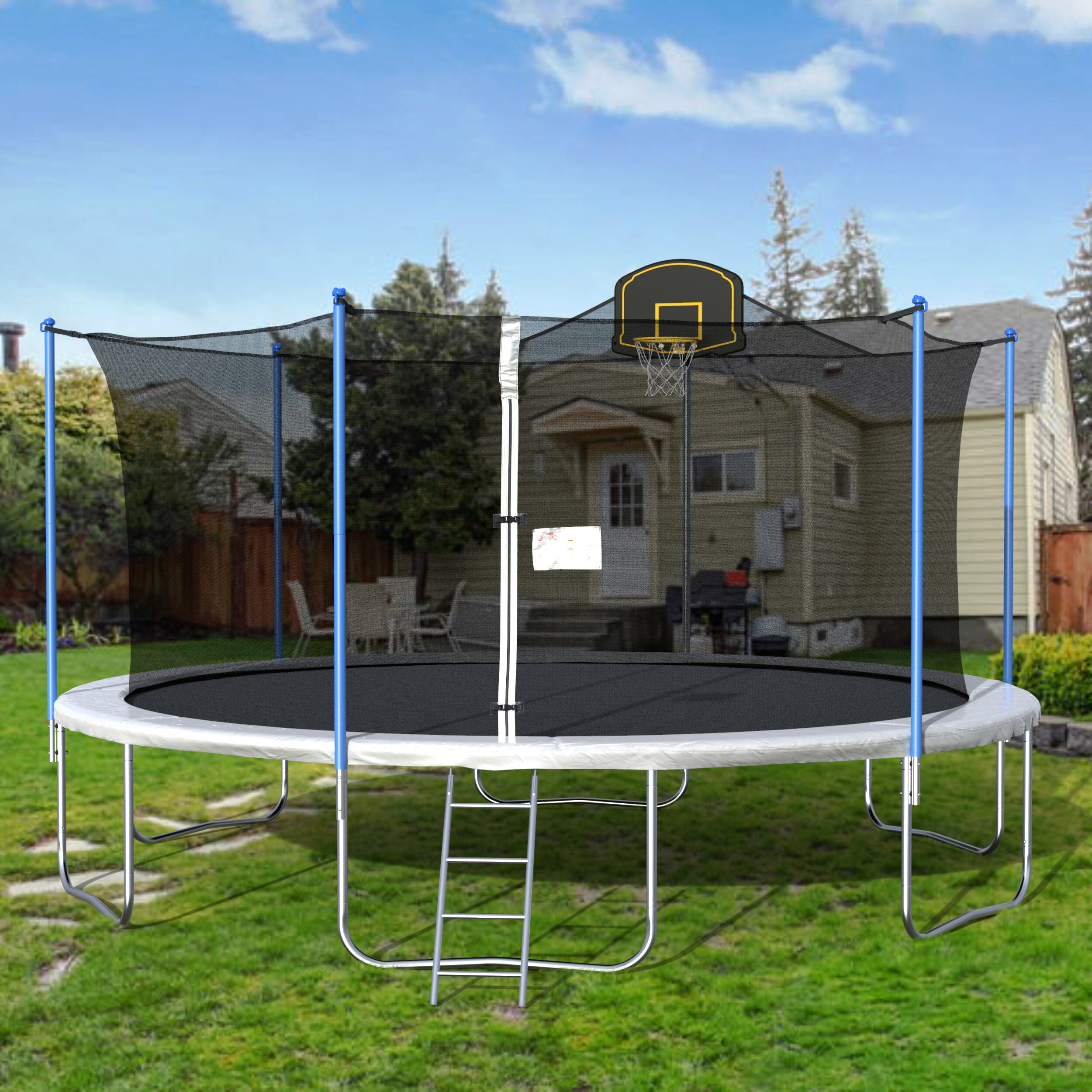 Modern Luxe Furniture 16 Round Backyard Trampoline With Safety Enclosure Reviews