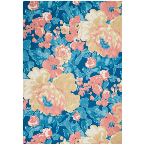 Waverly Floral Blue Outdoor Area Rug & Reviews | Wayfair