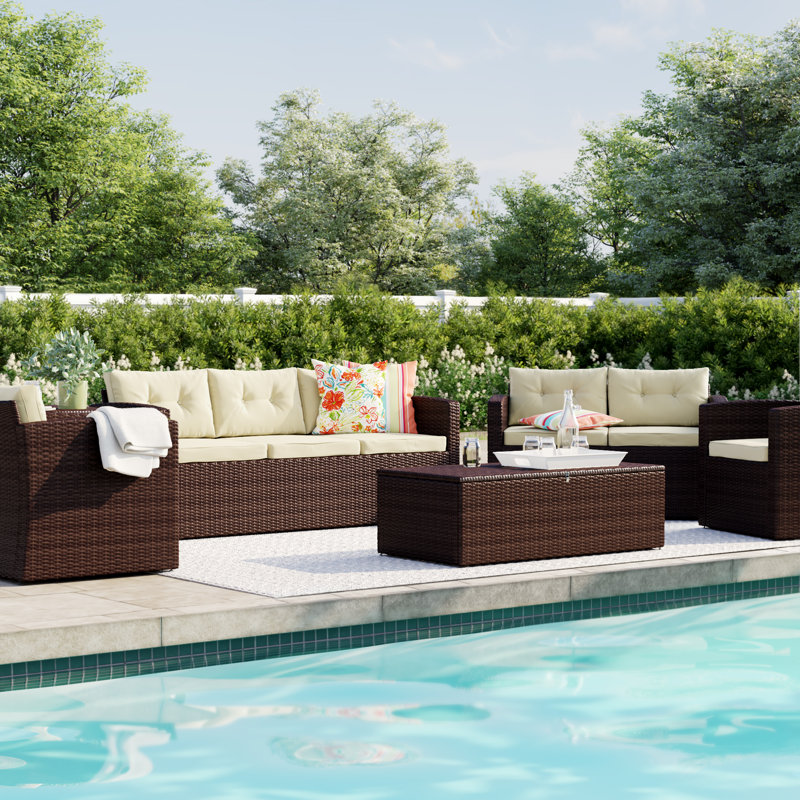 Sol 72 Outdoor Arlington 6 Piece Rattan Sofa Seating Group With Cushions Reviews Wayfair