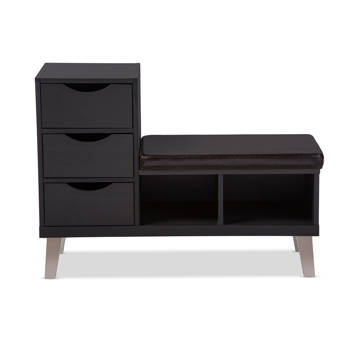 Corrigan Studio Bernardston Faux Leather Drawer Shoe Storage Bench Wayfair Ca
