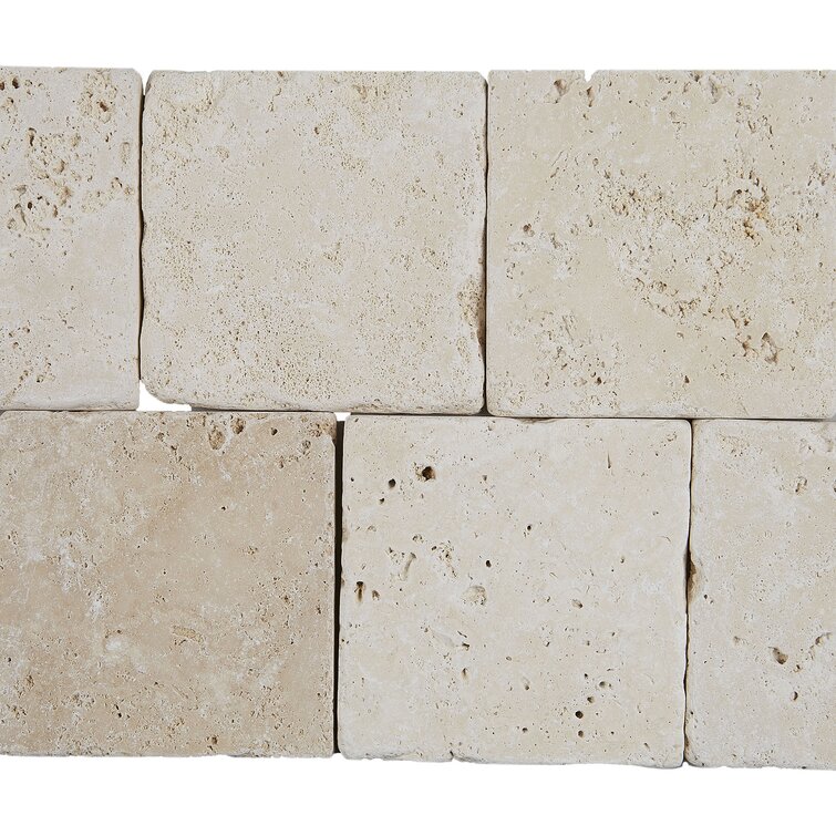 Sold per Square-feet Light 4x4 Tumbled Antiqued Travertine Tile Backsplash Wall 