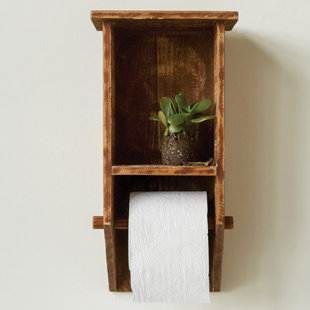 Wall Mounted Wood Toilet Paper Holders You Ll Love Wayfair Casual Country Fir Wood Wall Mount Toilet Paper Holder With Shelf