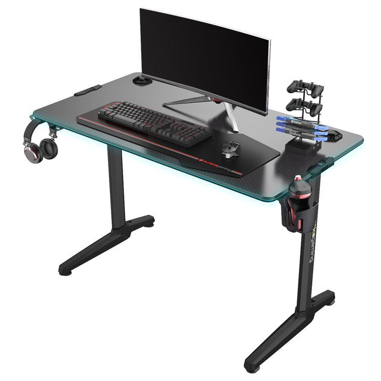 eureka ergonomic z60 black gaming desk with rgb lights
