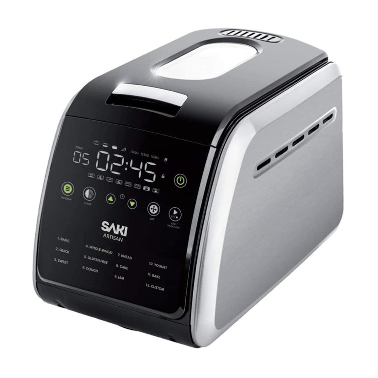 Saki 3 3 Lb Large Bread Machine 12 In 1 Programmable Xl Bread Maker With Nonstick Ceramic Pan Large Digital Touch Panel 3 Loaf Sizes With 3 Crust Colours Keep Warm Mode Reviews Wayfair Ca
