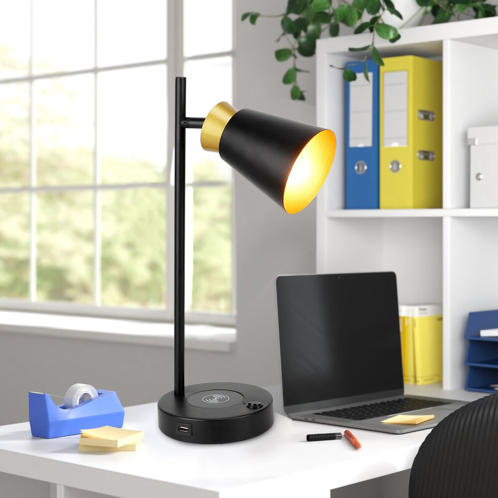 16-1/8"H Black LED Clip On Desk Lamp 