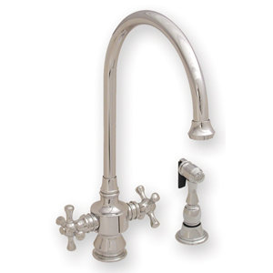 Vintage III Two Dual Handle Single Hole Kitchen Faucet with Cross Handle and Side Spray