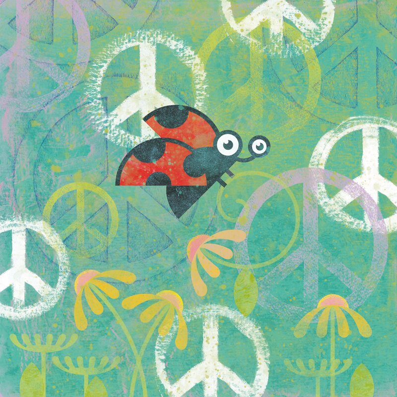 'Peace Sign Ladybugs Iv' by Alan Hopfensperger Painting Print on Canvas