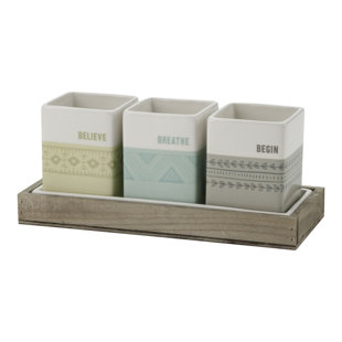 Indoor Herb Pots Wayfair Indoor Herb 3 Piece Ceramic Pot Planter Set