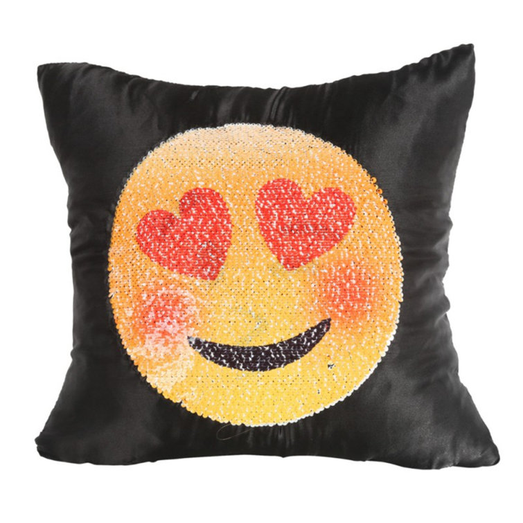 sequin emoji pillow