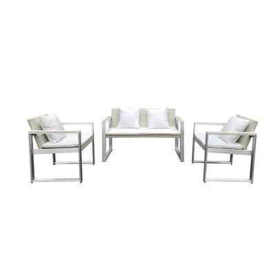 Leal 4 Piece Rattan Sofa Seating Group With Cushions Orren Ellis Frame Finish Gray Cushion Color White