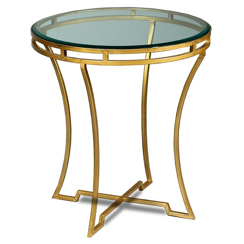 Sarreid Ltd Glass Top Cross Legs End Table | Perigold