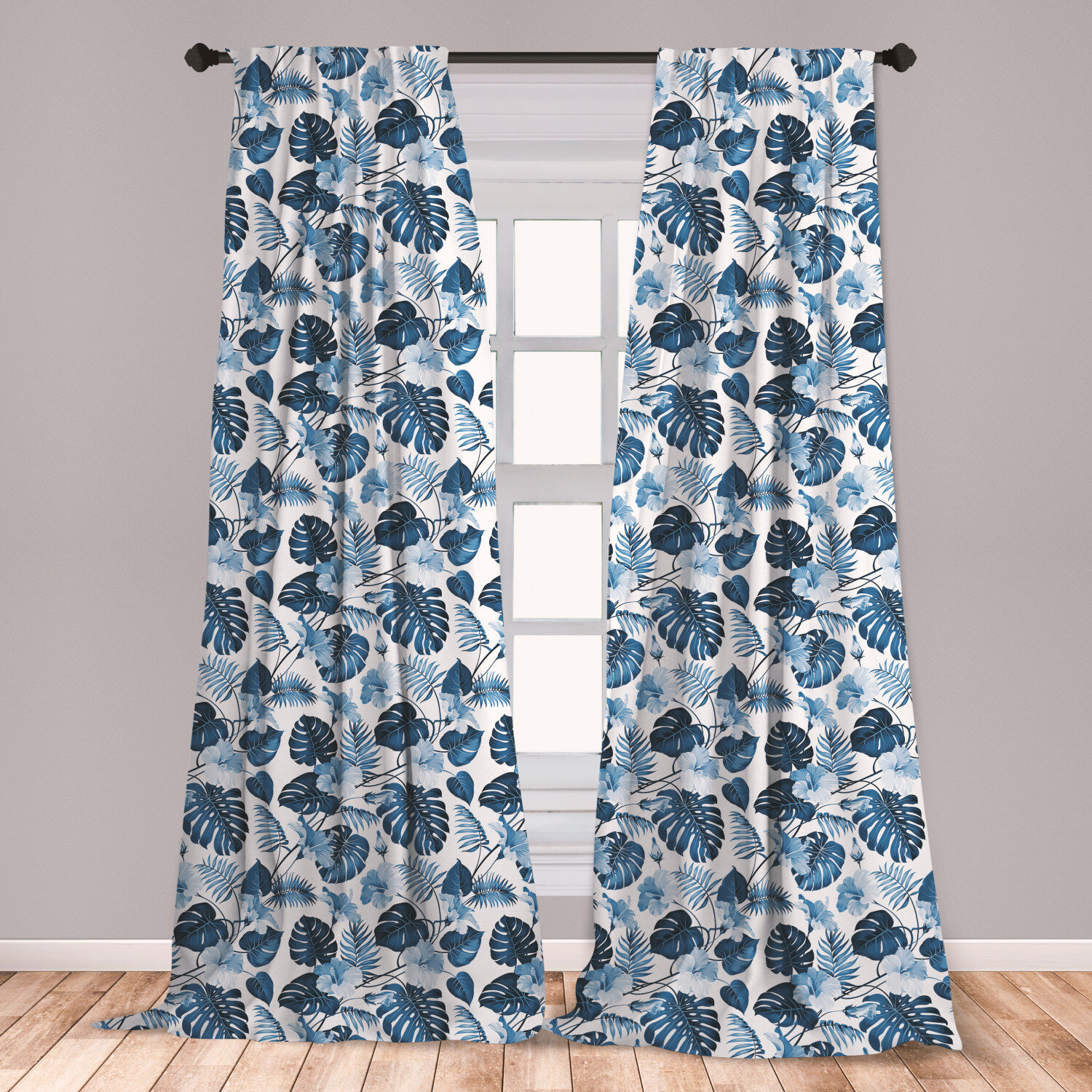 East Urban Home Ambesonne Hawaii 2 Panel Curtain Set Branch Of Arecaceae Tree Polynesian Of Triumph And Victory Spring Lightweight Window Treatment Living Room Bedroom Decor 56 X 63 Cobalt Blue Baby