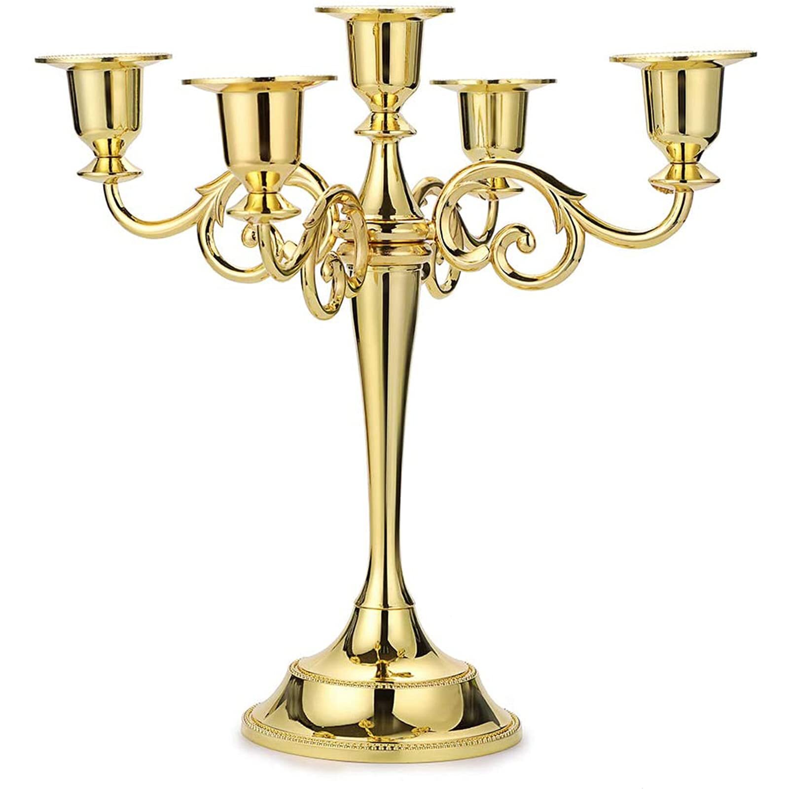 2 25" Black Gold Metallic Candle Holders Candelabras Home Party Wedding Gift 
