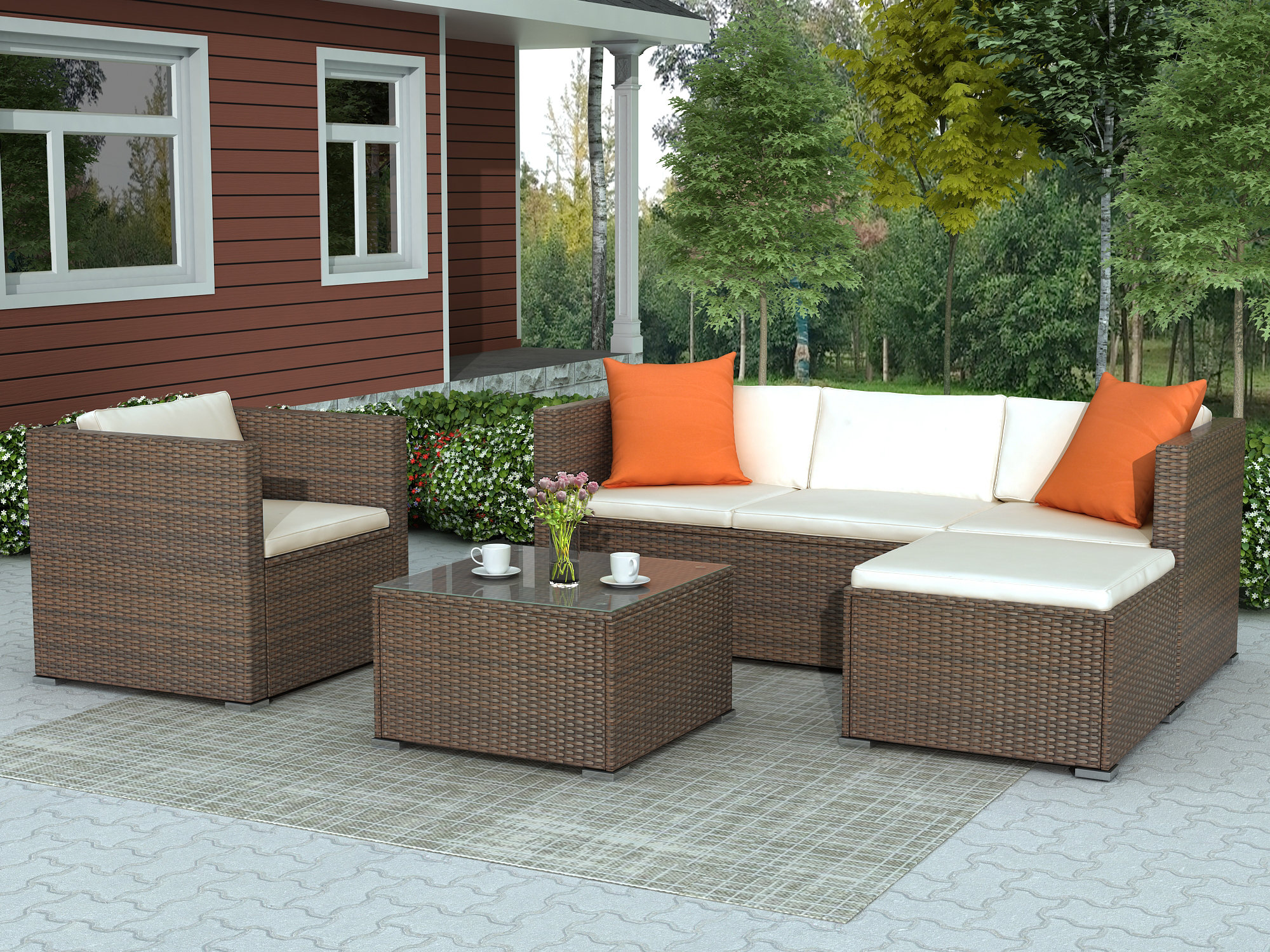 Latitude Run Ambroziu 4 Piece Rattan Sectional Seating Group With Cushions Wayfair
