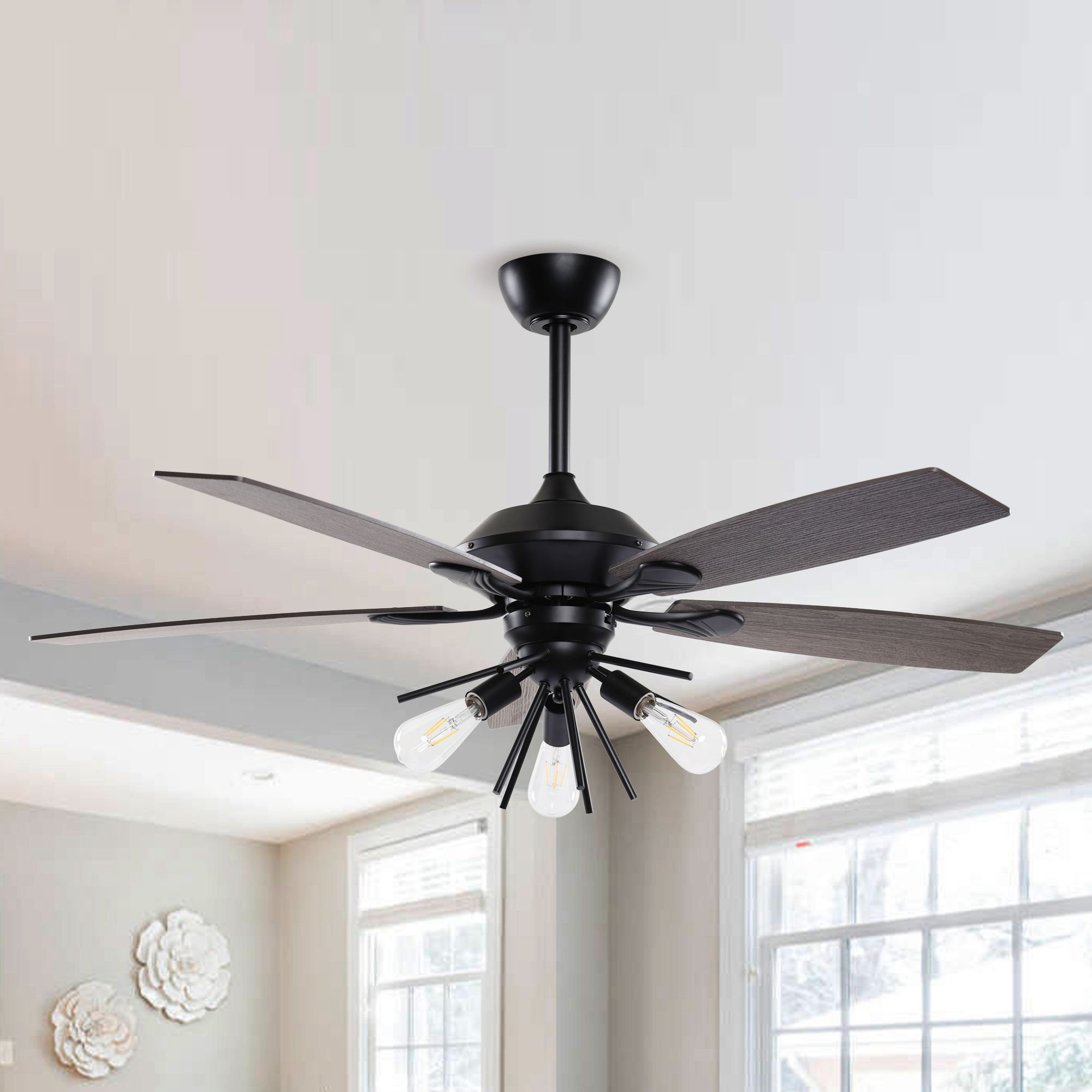 George Oliver 52 Eliana 5 Blade Chandelier Ceiling Fan With Remote Control And Light Kit Included Reviews Wayfair