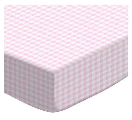 pink gingham crib sheet