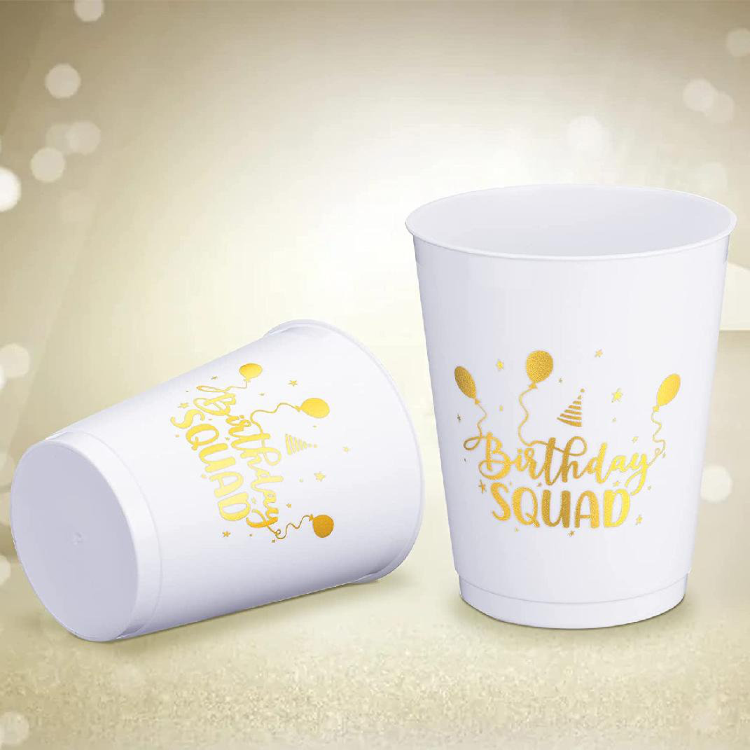 GupudaoCo 24 Pieces Birthday Squad Plastic Party Cups 16 Oz Birthday