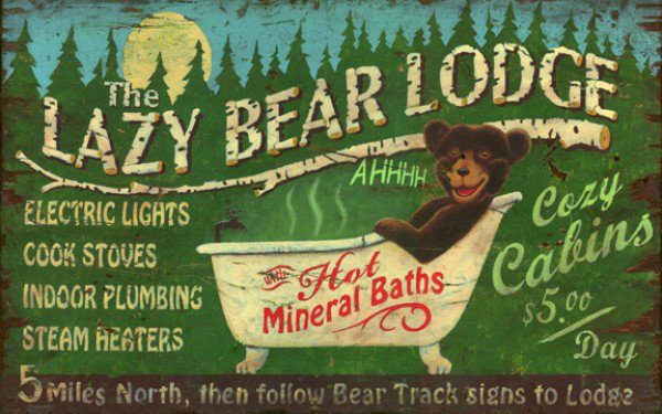 Loon Peak Lazy Bear Vintage Advertisement Plaque Reviews Wayfair
