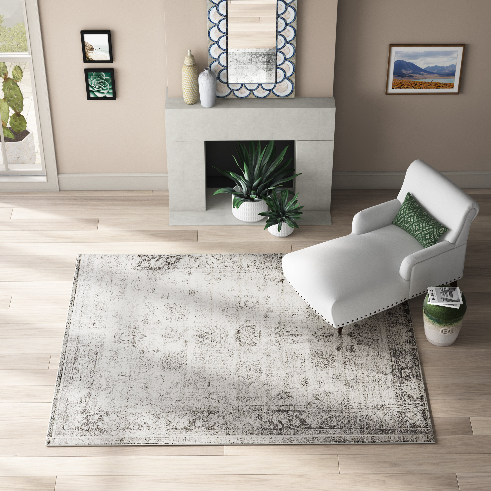 Mistana Brandt Grey Beige Area Rug Reviews Wayfairca