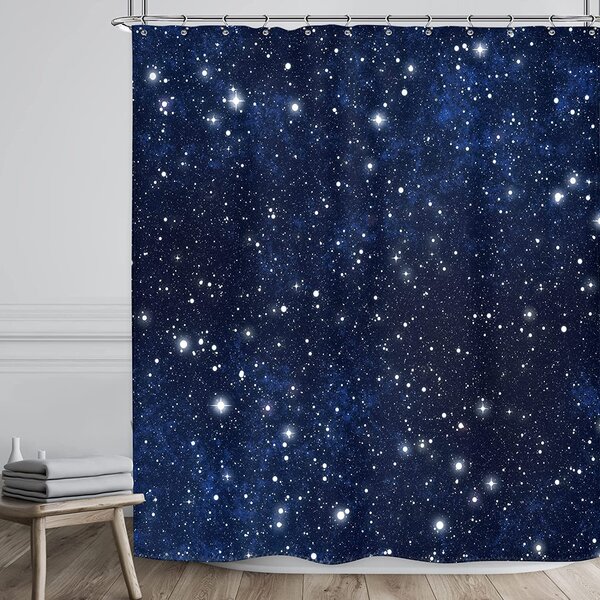 Galaxy Starry Waterproof Bathroom Home Decor Shower Curtain Set With 12 Hooks 