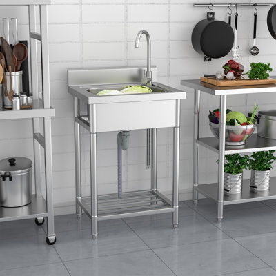 22.8" x 19" W Free Standing Laundry Sink with Faucet
