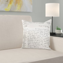 throw pillows with script writing