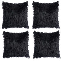black fuzzy throw pillow