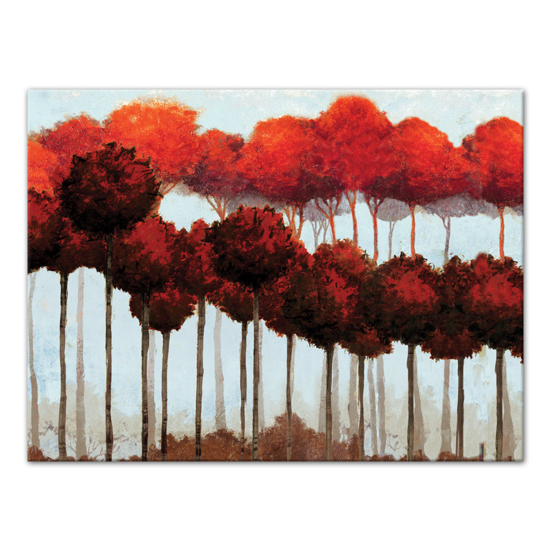 Winston Porter Lines Of Red Trees Wrapped Canvas Acrylic