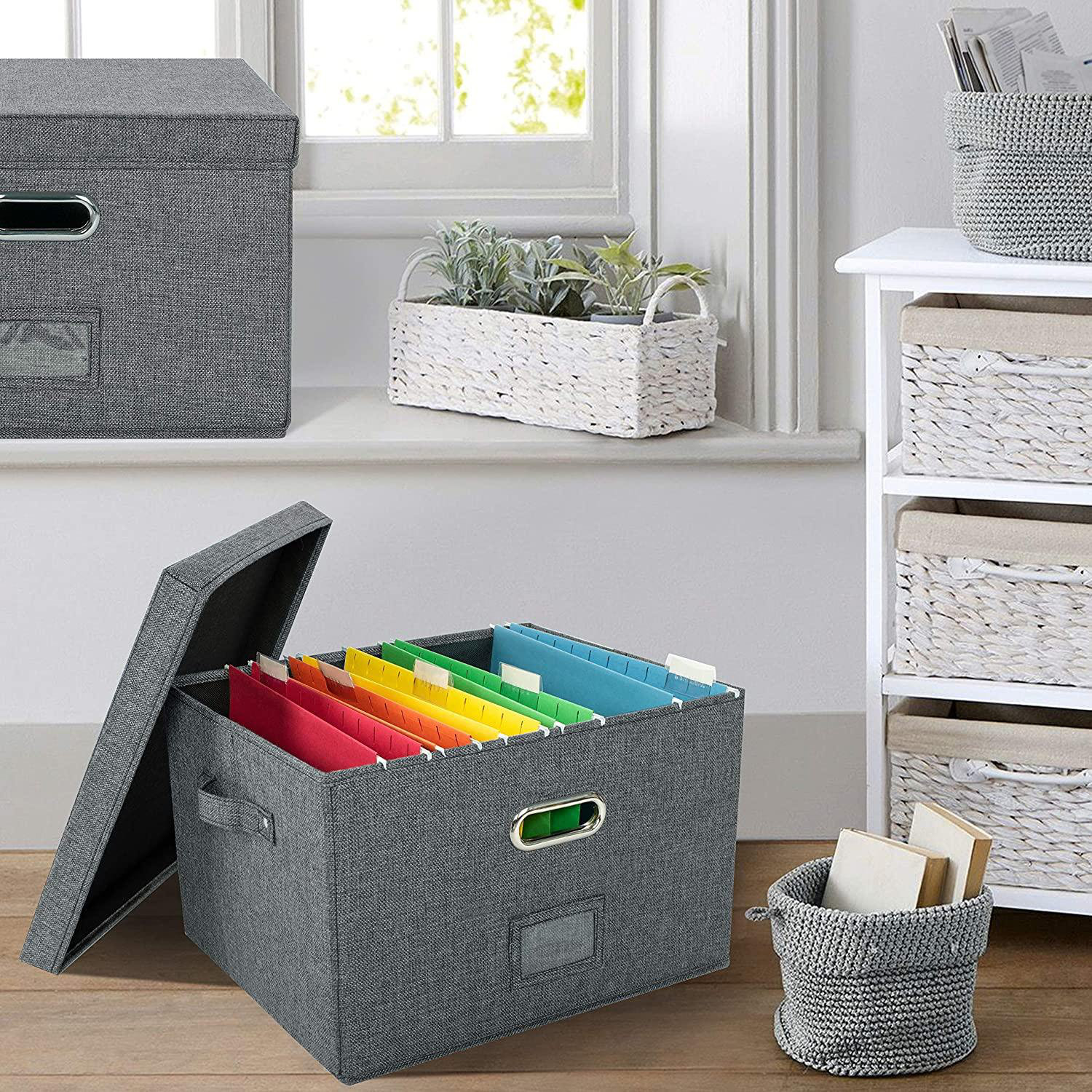 Organisateur Mural Suspendu 2 Pièces - 5 Poches, Crochets Inclus - Gris - Pour Chambre, Salle De Bain, Porte
