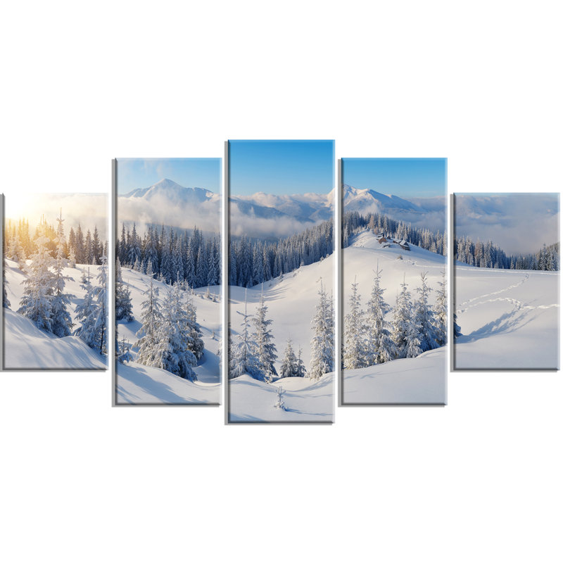 Millwood Pines Winter Mountains Panorama 5 Piece Wall Art On