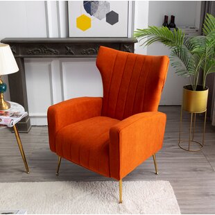 orange wing back chair