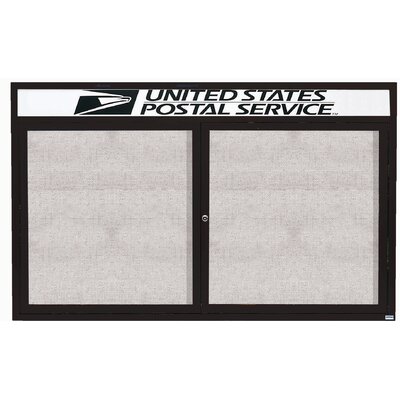 Illuminated Outdoor Enclosed Wall Mounted Bulletin Board AARCO Frame Color: Powder Coated Ivory, Number of Doors: Two, Size: 36