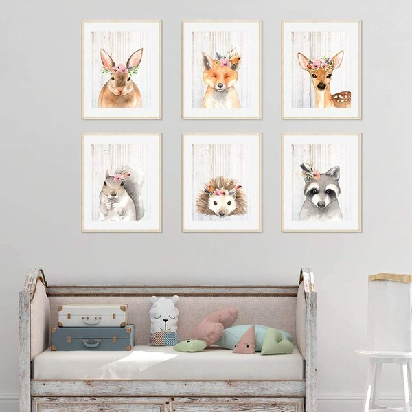 Woodland Forest Animals Baby Nursery Prints Set Boys Girls Room Wall Art Decor 