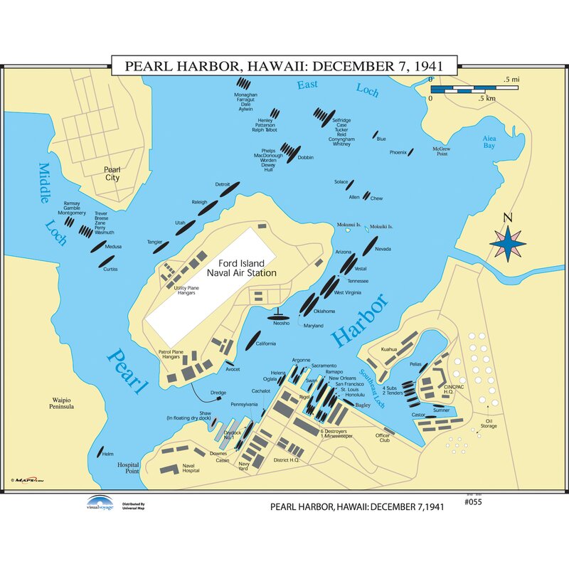pearl harbor zip code map Universal Map U S History Wall Maps Pearl Harbor December 7 pearl harbor zip code map