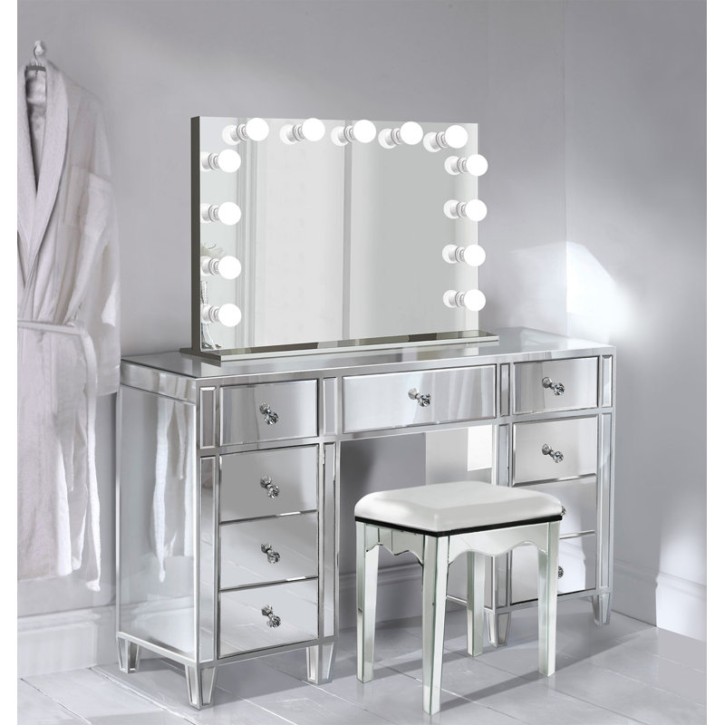 Everly Quinn Escamilla Vanity Set with Mirror | Wayfair