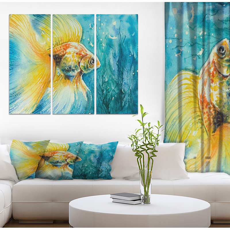 East Urban Home Goldfish In Water Oil Painting Print Multi Piece