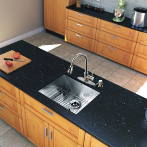 VIGO Weston Single Handle Pull-Down Spray Kitchen Faucet with Deck Plate
